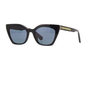 Stella McCartney Black Cat-Eye Frames with Signature Gold Chain Accent